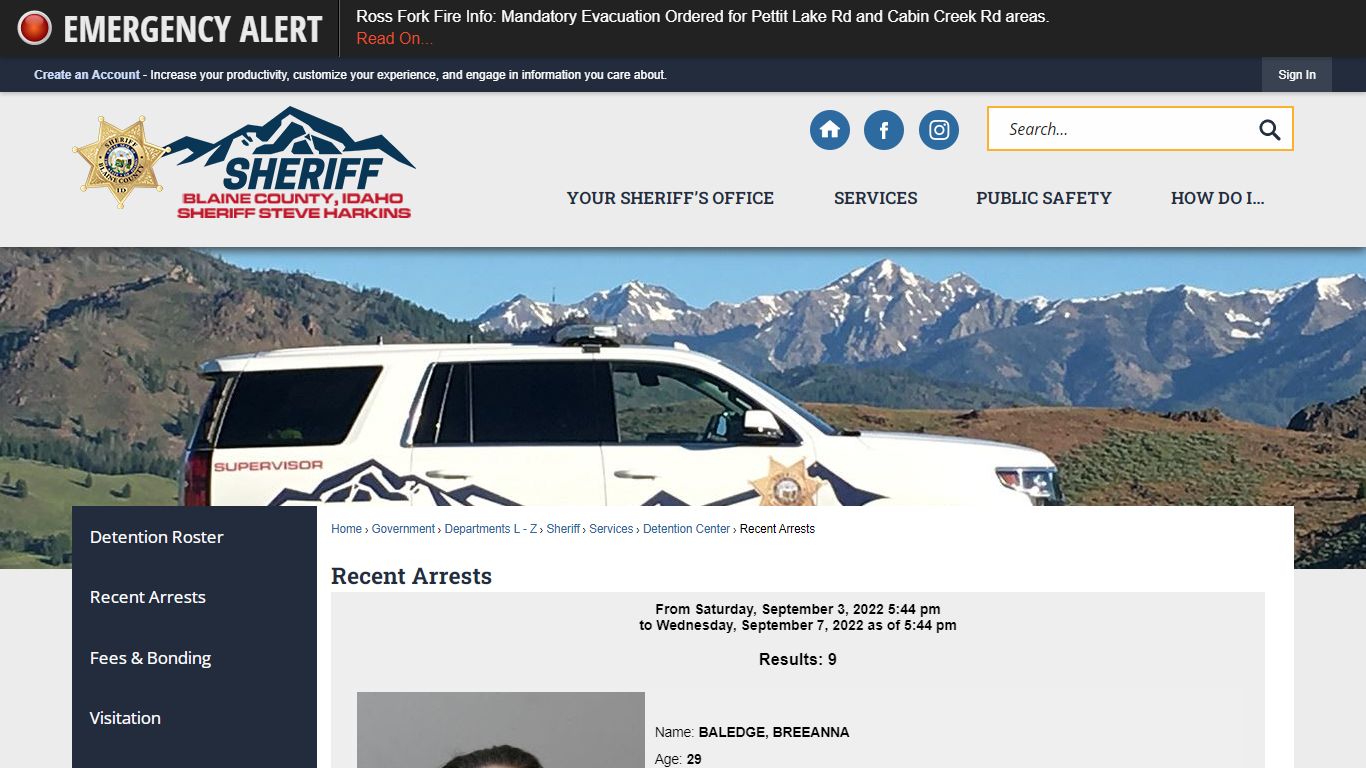 Recent Arrests | Blaine County, ID